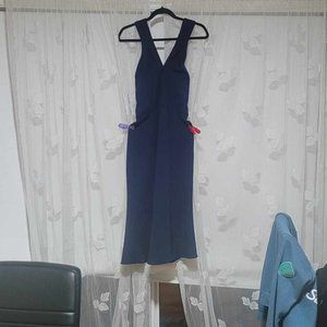 Blue/Navy Bridesmaid Dress - VNeck - Cross Back Strapless Size 10